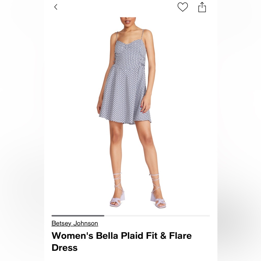 Blue and White Betsey Johnson Plaid Fit & Flare Dress